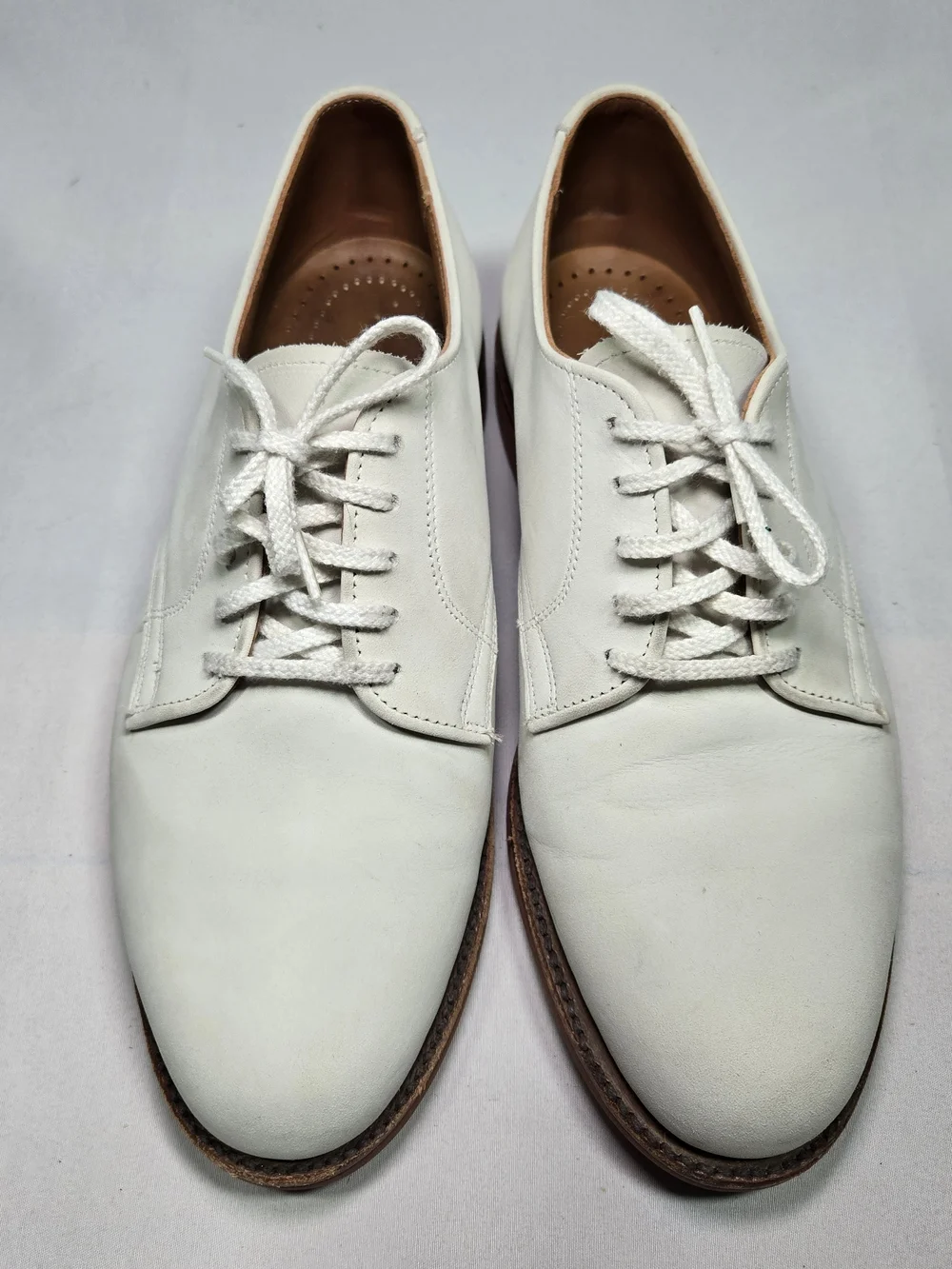 Vintage COLE HAAN White Bucks Nubuck Leather Derby Oxfords Preppy Summer Men 6.5